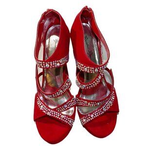 Dress Sandals Strappy‎ Wrap With Rhinestones Back Zipper size 7